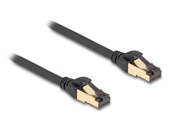 Delock Síťový kabel RJ45 Cat.6A zástrčky na zástrčku, S/FTP, černý, délky 15 m, Cat.7, silné tloušťky, vhodný pro průmy