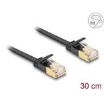 Delock Síťový kabel RJ45 Cat.6A, ze zástrčky na zástrčku,s robustní západkou a hrubým plochým kabelem Cat.7,U/FTP, 0,3 