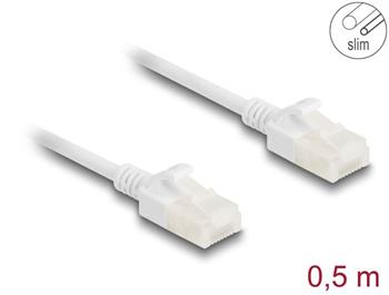 Delock Síťový kabel RJ45 Cat.6A, ze zástrčky na zástrčku, s robustní západkou, pro průmyslové použití, U/UTP Slim, 0,5