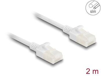 Delock Síťový kabel RJ45 Cat.6A, ze zástrčky na zástrčku, s robustní západkou, pro průmyslové použití, U/UTP Slim, 2 m,