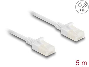 Delock Síťový kabel RJ45 Cat.6A, ze zástrčky na zástrčku, s robustní západkou, pro průmyslové použití, U/UTP Slim, 5 m,