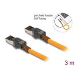 Delock Síťový kabel RJ45 s funkcí vyhledávání portů USB Type-C™, samosledovací, Cat.6A, S/FTP, 3 m, oranžový