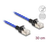 Delock Síťový kabel RJ45 s opleteným pláštěm, Cat. 6A, U/FTP Slim, 0,3 m, modrý