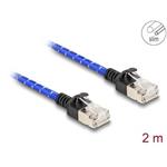 Delock Síťový kabel RJ45 s opleteným pláštěm, Cat. 6A, U/FTP Slim, 2 m, modrý