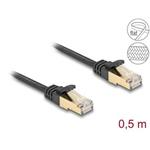 Delock Síťový kabel RJ45 s pleteným opláštěním, Cat.6A, ze zástrčky U/FTP na zástrčku, 0,5 m, černý