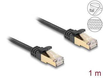 Delock Síťový kabel RJ45 s pleteným opláštěním, Cat.6A, ze zástrčky U/FTP na zástrčku, 1 m, černý