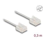 Delock Síťový kabel rozhraní RJ45 Cat.6, UTP Ultra Slim, 0,3 m, šedá s krátkými zástrčkami