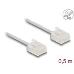 Delock Síťový kabel rozhraní RJ45 Cat.6, UTP Ultra Slim, 0,5 m, šedá s krátkými zástrčkami