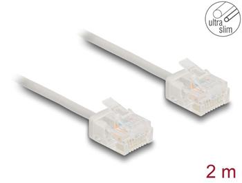 Delock Síťový kabel rozhraní RJ45 Cat.6, UTP Ultra Slim, 2 m, šedá s krátkými zástrčkami