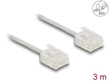 Delock Síťový kabel rozhraní RJ45 Cat.6, UTP Ultra Slim, 3 m, šedá s krátkými zástrčkami