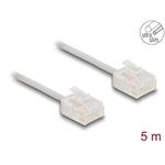 Delock Síťový kabel rozhraní RJ45 Cat.6, UTP Ultra Slim, 5 m, šedá s krátkými zástrčkami