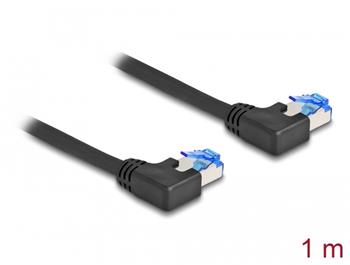 Delock Síťový kabel rozhraní RJ45 Cat.6A, S/FTP, levý pravoúhlý, 1 m, černý