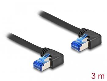 Delock Síťový kabel rozhraní RJ45 Cat.6A, S/FTP, pravý pravoúhlý, 3 m, černý