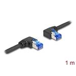 Delock Síťový kabel s konektorem RJ45 Cat.6A, S/FTP pravý / levý, pravoúhlý, délky 1 m, černý