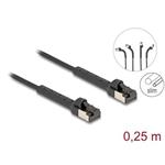 Delock Síťový kabel s rozhraním RJ45 Slim, Cat.6A, U/FTP, ohebný, černý, 0,25 m