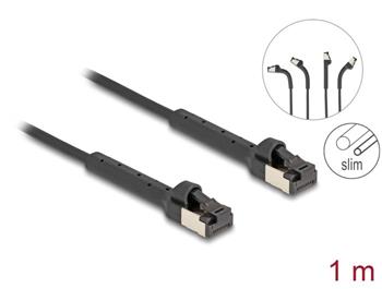 Delock Síťový kabel s rozhraním RJ45 Slim, Cat.6A, U/FTP, ohebný, černý, 1 m