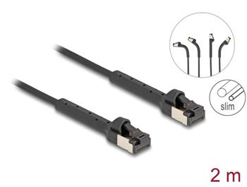 Delock Síťový kabel s rozhraním RJ45 Slim, Cat.6A, U/FTP, ohebný, černý, 2 m