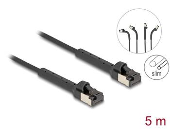 Delock Síťový kabel s rozhraním RJ45 Slim, Cat.6A, U/FTP, ohebný, černý, 5 m