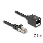 Delock Síťový prodlužovací kabel ze zástrčky RJ45 na zásuvku RJ45, Cat.6A, S/FTP, 7,5 m, černý