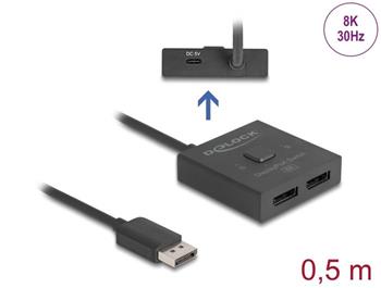 Delock Switch DisplayPort, 2 na 1, obousměrný, 8K