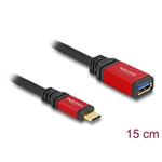 Delock USB 10 Gbps Adaptér USB Type-C™ samec na USB Typ-A samice 15 cm červený kovový