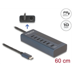 Delock USB 10 Gbps Hub se 7 porty USB Type-C™, z nichž 6 x datové porty a 1 x datový port s napájecím výkonem až 20 W
