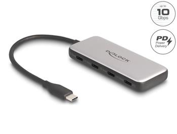 Delock USB 10 Gbps Hub, USB Type-C™ se 4 x zásuvkami USB Type-C™ a PD 85 W