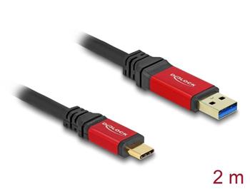 Delock USB 10 Gbps kabel USB Typ-A samec na USB Type-C™ samec 2 m červený kovový