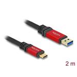 Delock USB 10 Gbps kabel USB Typ-A samec na USB Type-C™ samec 2 m červený kovový