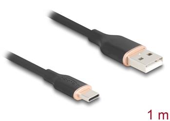 Delock USB 2.0 kabel USB Typ-A samec na USB Type-C™ samec 1 m černá Silikon