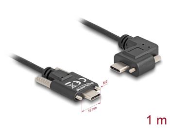 Delock USB 2.0 kabel USB Type-C™ samec se šrouby na USB Type-C™ samec se šrouby pravoúhlý levý / pravý PD 3.0 60 W 1 m