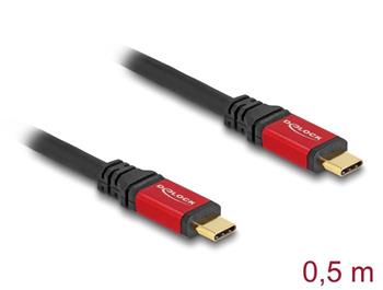 Delock USB 20 Gbps kabel USB Type-C™ samec na samec PD 3.0 100 W E-Marker 0,5 m červený kovový