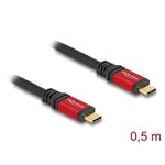 Delock USB 20 Gbps kabel USB Type-C™ samec na samec PD 3.0 100 W E-Marker 0,5 m červený kovový