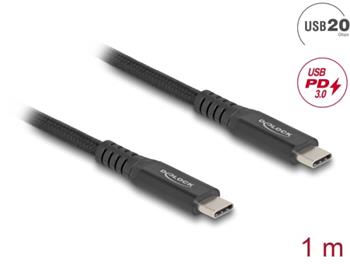 Delock USB 20 Gbps kabel USB Type-C™ samec na samec PD 3.0 100 W E-Marker 1 m černý kov