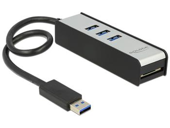 Delock USB 3.0 Externí Hub 3 Portový + 1 Slot čtečky SD karet