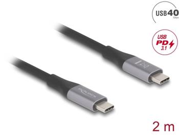 Delock USB 40 Gbps kabel USB Type-C™ samec na samec PD 3.1 240 W E-Marker 2 m šedá kovová