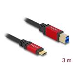 Delock USB 5 Gbps kabel USB Type-C™ samec na USB Typ-B samec 3 m červený kovový