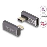 Delock USB Adaptér 40 Gbps USB Type-C™ PD 3.0 100 W samec na samice otočný pravoúhlý levý / pravý 8K 60 Hz kovová