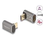 Delock USB Adaptér 40 Gbps USB Type-C™ PD 3.0 100 W samec na samice pravoúhlý 8K 60 Hz kovová