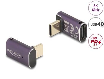 Delock USB Adaptér 40 Gbps USB Type-C™ PD 3.1 240 W samec na samice pravoúhlý 8K 60 Hz kovová