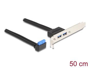 Delock Záslepka slotu z 1 x pinového zásuvkového konektoru rozhraní USB 5 Gbps, 90°, pravoúhlý, na 2 x zásuvky USB 5 Gb