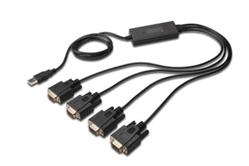 Digitus Adaptér USB na sériový port, RS232 4 x RS232, typ kabelu, Čipset: FT4232H, 1,5 m
