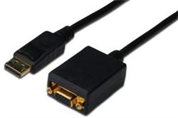 Digitus Adaptérový kabel DisplayPort, DP - HD15 (VGA) samec / samice, 0,15 m, s blokováním, kompatibilní s DP 1.2, CE,