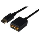 Digitus Adaptérový kabel DisplayPort, DP - HD15 (VGA) samec / samice, 0,15 m, s blokováním, kompatibilní s DP 1.2, CE,