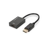 Digitus DisplayPort kabelový adaptér, DP - HDMI typ A M / F, 0,2 m, s blokováním, HDMI 2.0, akt., CE, zlato, bl