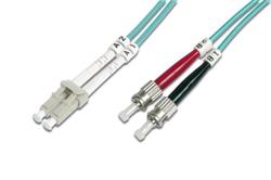 DIGITUS Fiber Optic Patch Cord, LC to ST, Multimode 50/125 µ, Duplex Length 2m, Class OM3