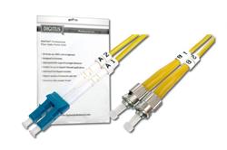 Digitus Fiber Optic Patch Cord, LC to ST, Singlemode, OS1, 09/125 µ, Duplex, 3m