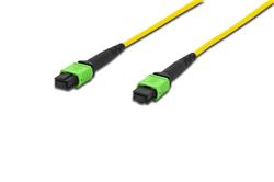 Digitus Fiber Optic Patchcord, MPO to MPO, Female OS2, Singlemode 09/125 µ, 15m, Method A Jacket: yellow, Housing: gree