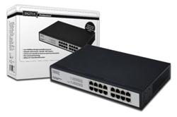 DIGITUS Gigabit Switch N-Way 16-port, 10/100/1000 Mbps, 16x RJ45, Desktop včetně rack Mount Kitu