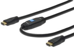 Digitus HDMI High Speed connection cable, type A, w/ amp. M/M, 10.0m, Full HD, CE, gold, bl